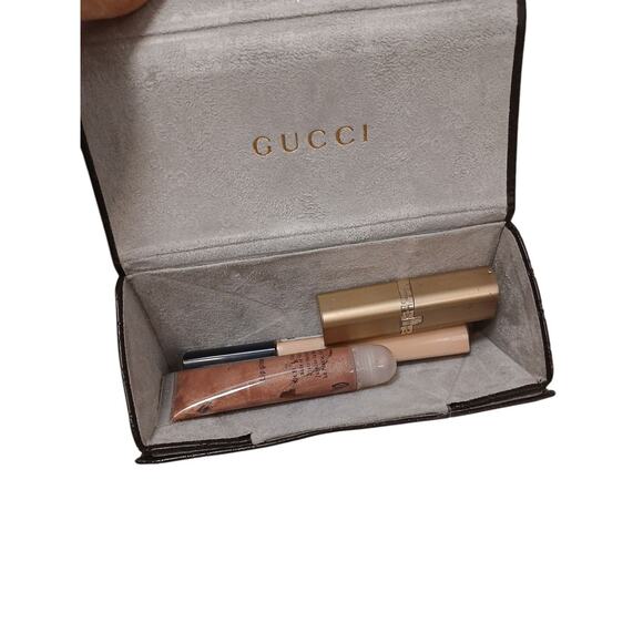 Gucci Collapsible Trifold GG Brown Leather Case Eyeglasses Sunglasses Organizer - Picture 3 of 8